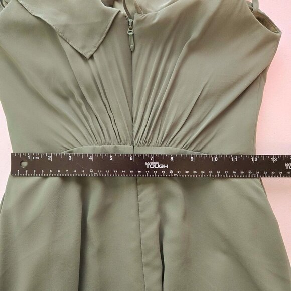 Azazie Adele Bridesmaid Dress Womens Size C 2 Green Chiffon A-line Halter Ruffle - Picture 8 of 15